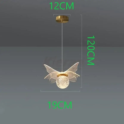 Decorbites butterfly led crystal pendant light for bedroom
