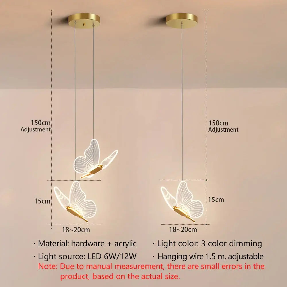 butterfly led pendant light for living room and bedroom