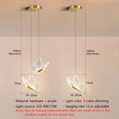 butterfly led pendant light for living room and bedroom