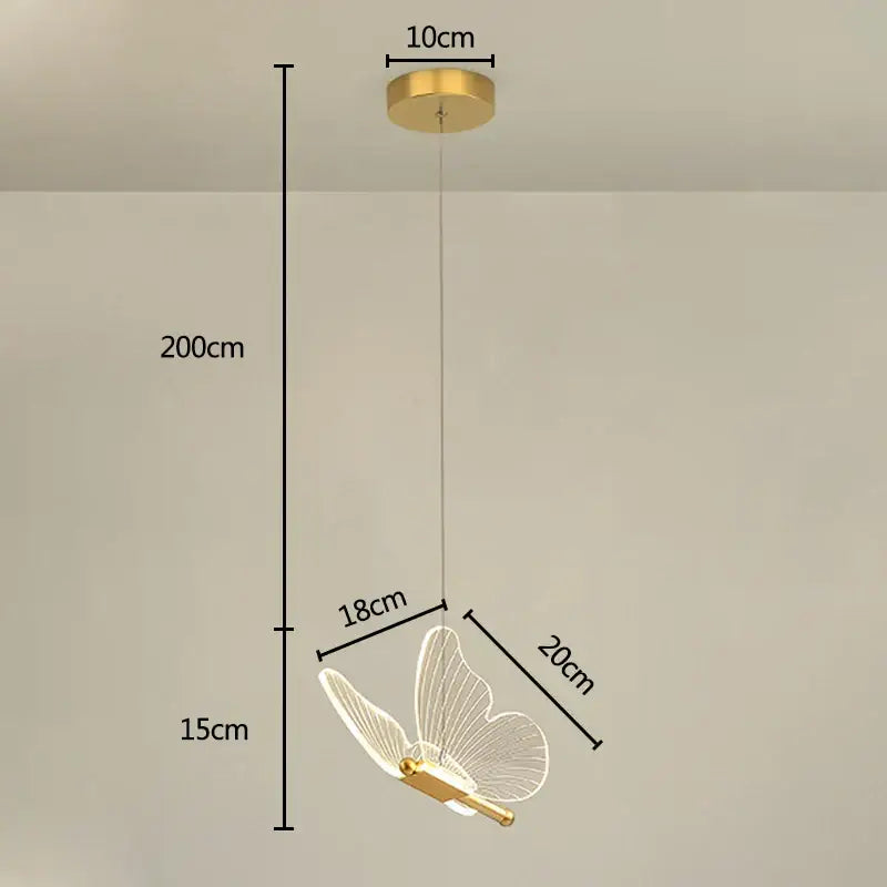butterfly pendant light gold dining room hanging lamp