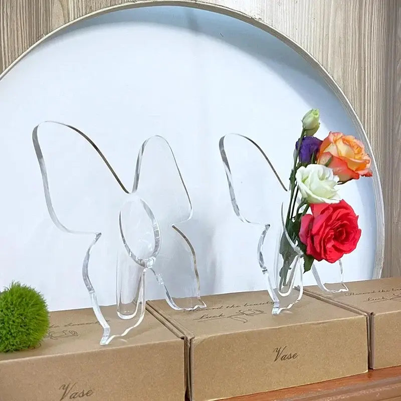 Clear acrylic butterfly vase for bedroom room decor