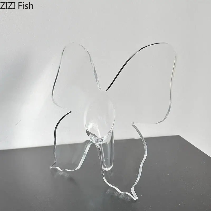 Clear acrylic butterfly vase for bedroom room decor