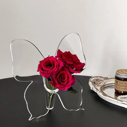 Clear acrylic butterfly vase for bedroom room decor