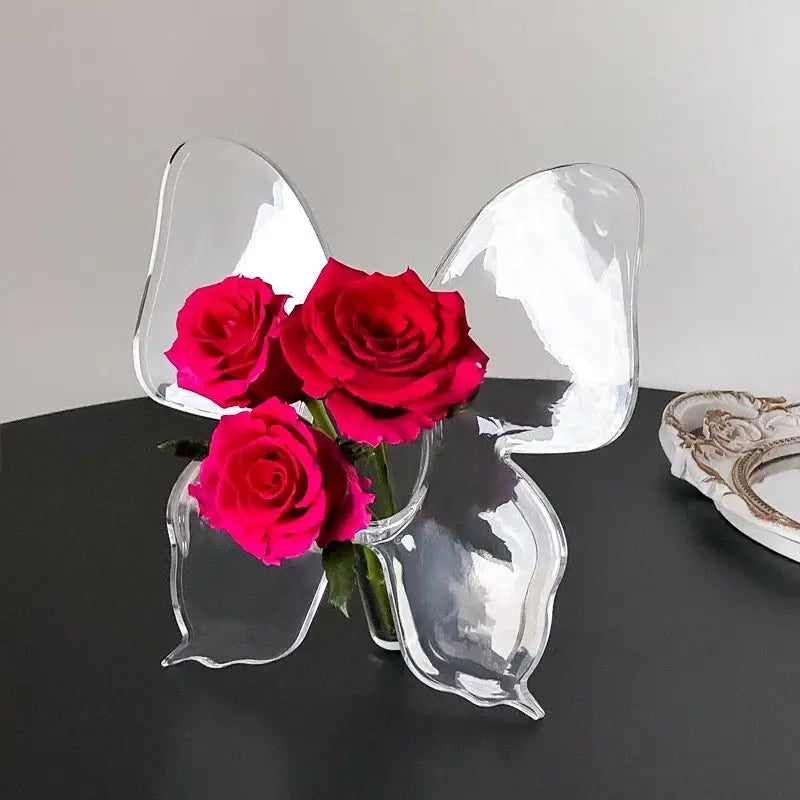 Clear acrylic butterfly vase for bedroom room decor
