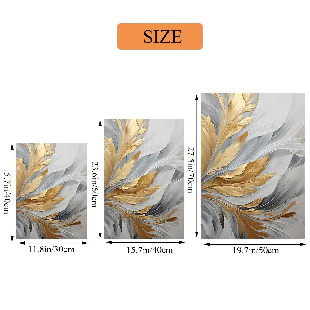 Modern abstract gold & silver botanical canvas wall art living room