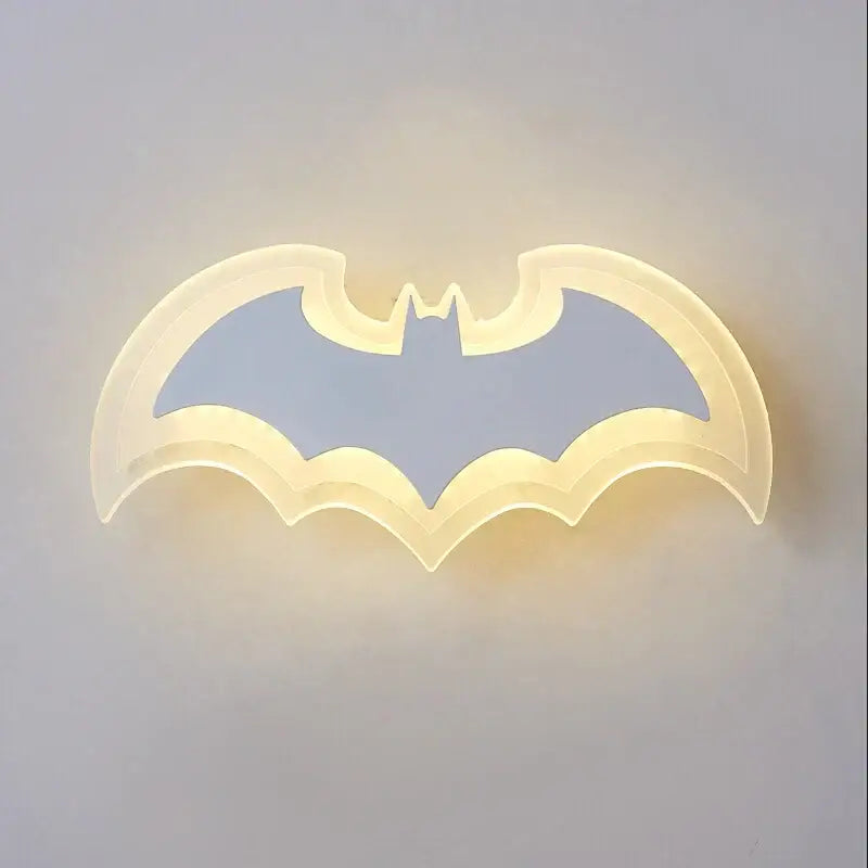 cartoon bat wall lamp warm yellow acrylic light bedroom
