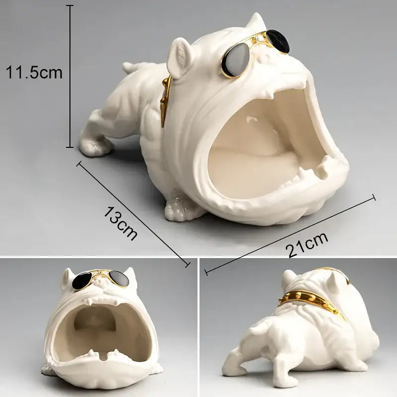 cartoon dog ashtray black & gold living room resin decor