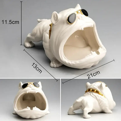 cartoon dog ashtray black & gold living room resin decor