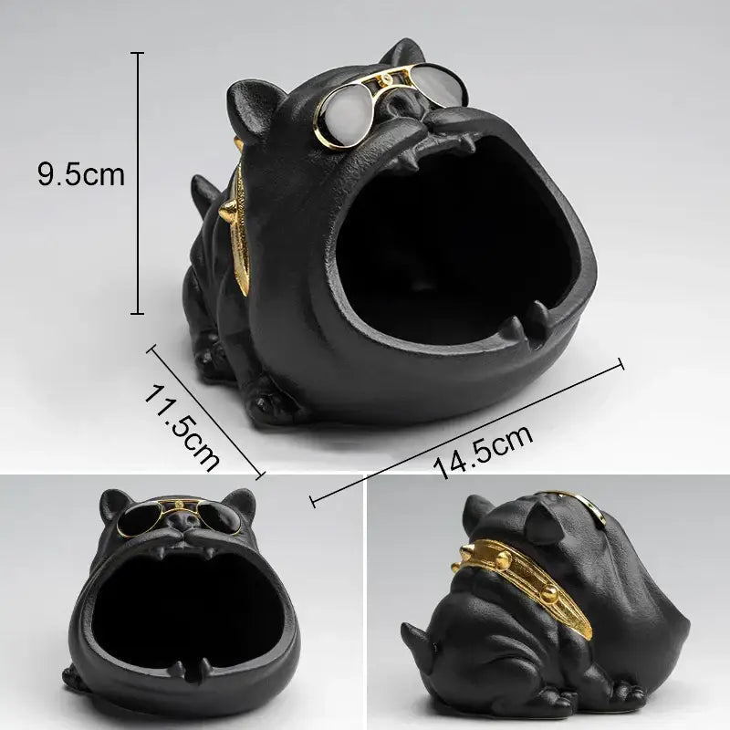 cartoon dog ashtray black & gold living room resin decor