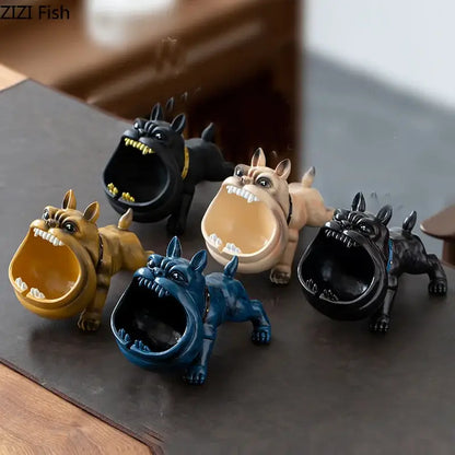 cartoon dog ashtray black & gold living room resin decor