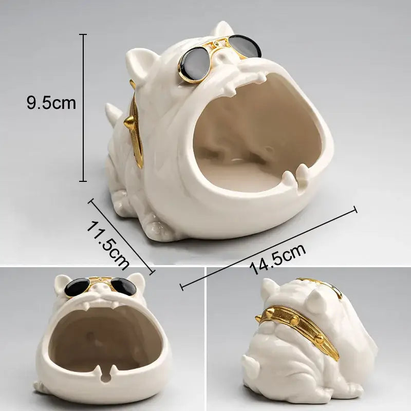 cartoon dog ashtray black & gold living room resin decor