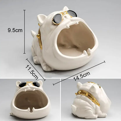 cartoon dog ashtray black & gold living room resin decor