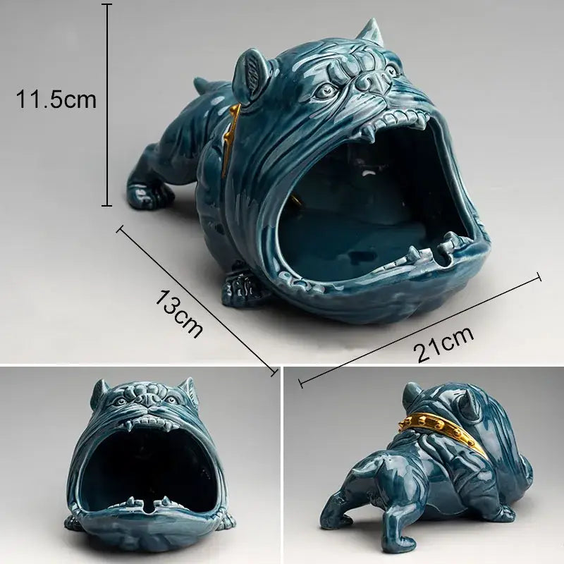cartoon dog ashtray black & gold living room resin decor