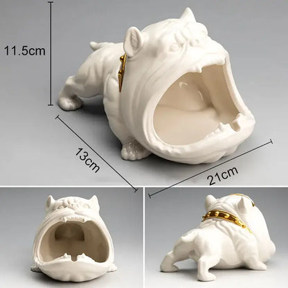 cartoon dog ashtray black & gold living room resin decor