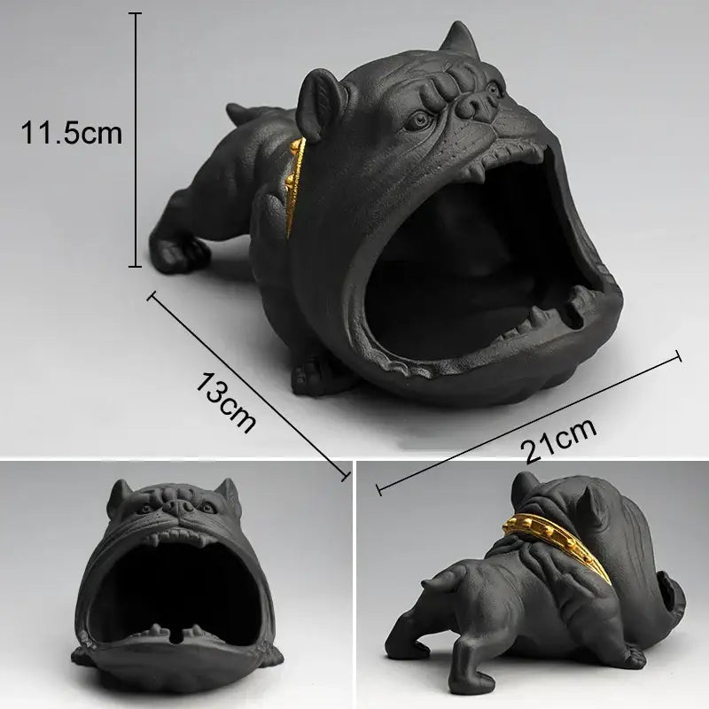 cartoon dog ashtray black & gold living room resin decor