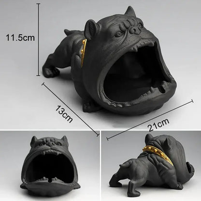 cartoon dog ashtray black & gold living room resin decor