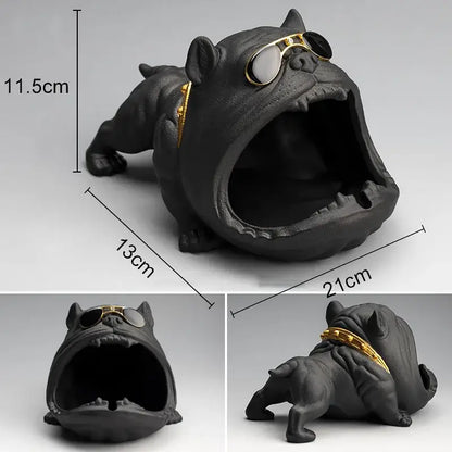 cartoon dog ashtray black & gold living room resin decor