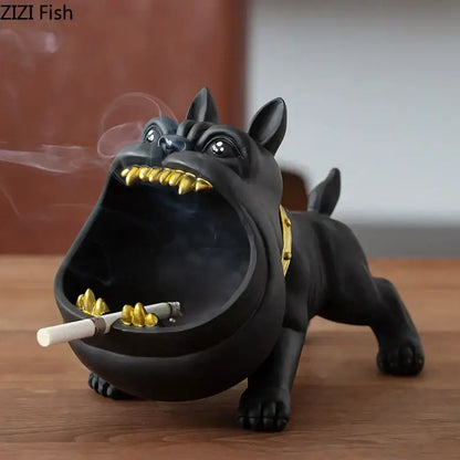 cartoon dog ashtray black & gold living room resin decor