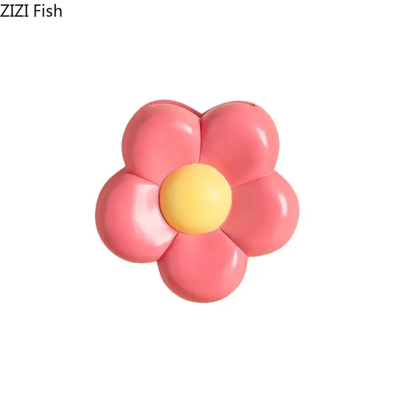 cartoon flower vase pink & yellow bedroom wall decor