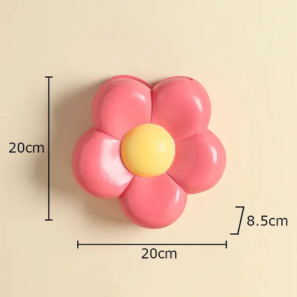 cartoon flower vase pink & yellow bedroom wall decor