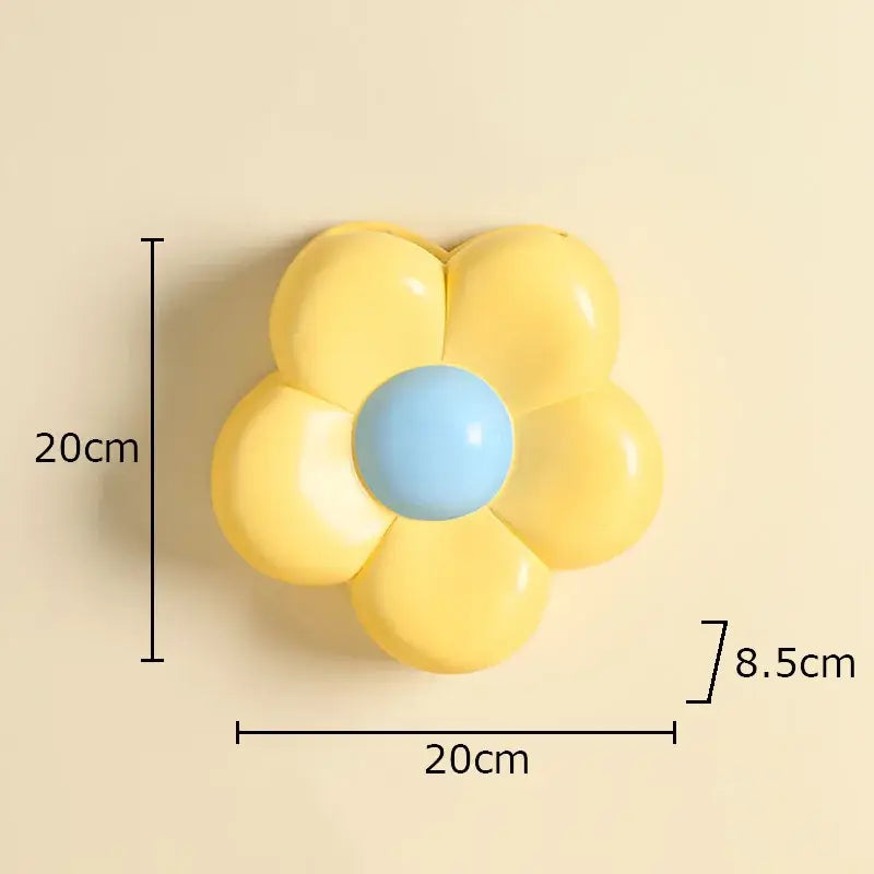 cartoon flower vase pink & yellow bedroom wall decor