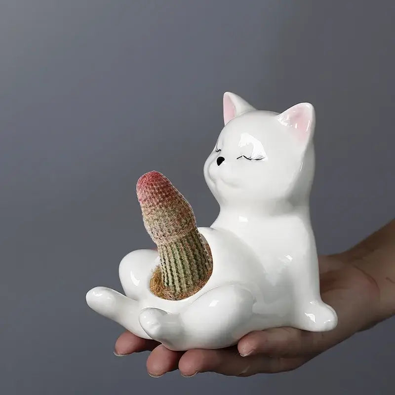 ™ Cartoon Kitten Ceramic Flowerpot Succulent Cat Plant Pot Garden Decor