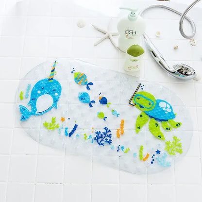cartoon non-slip sea creature bathroom mat for children
