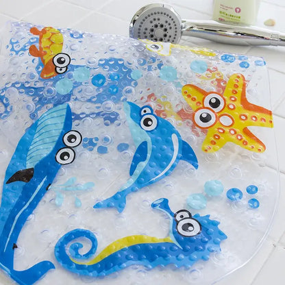 cartoon non-slip sea creature bathroom mat for children