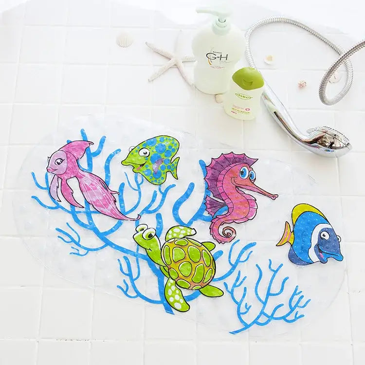 cartoon non-slip sea creature bathroom mat for children