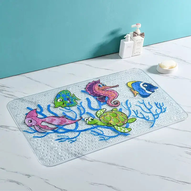 cartoon non-slip sea creature bathroom mat for children