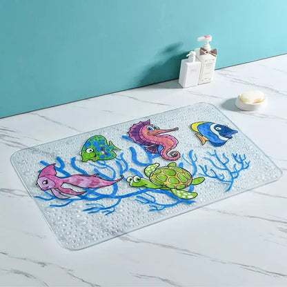 cartoon non-slip sea creature bathroom mat for children