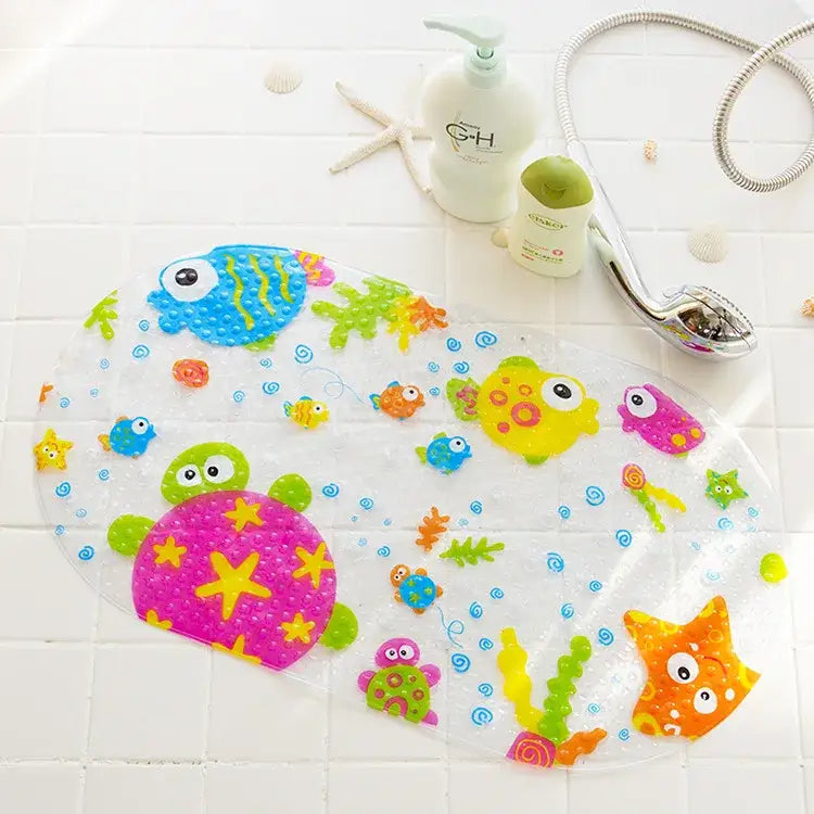 cartoon non-slip sea creature bathroom mat for children