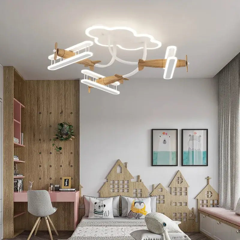 cartoon plane chandelier light kids room ceiling lamp