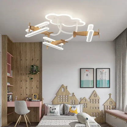 cartoon plane chandelier light kids room ceiling lamp