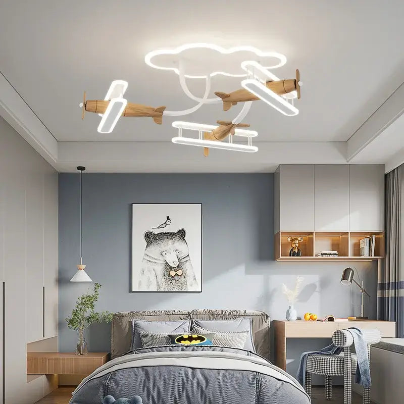 cartoon plane chandelier light kids room ceiling lamp