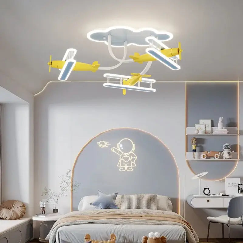 cartoon plane chandelier light kids room ceiling lamp