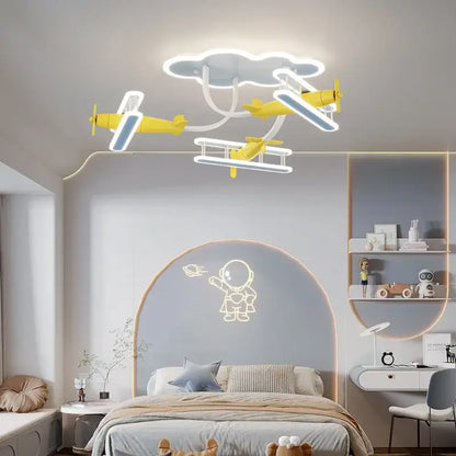 cartoon plane chandelier light kids room ceiling lamp