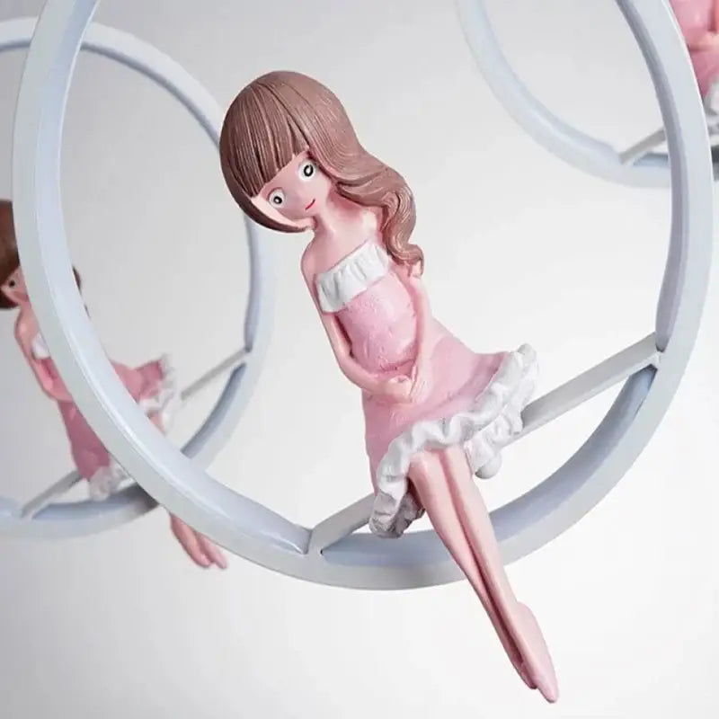 cartoon princess chandelier pink led kids bedroom light