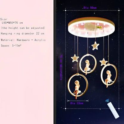 cartoon princess chandelier pink led kids bedroom light