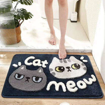 cartoon puppy flocked brown bath rug bathroom mat