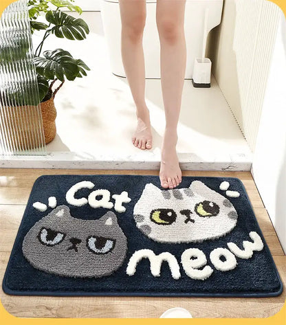 cartoon puppy flocked brown bath rug bathroom mat