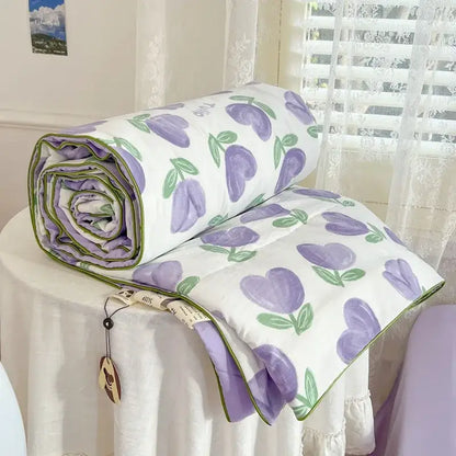 cartoon summer cream teddy bear blanket bedroom cotton bedding