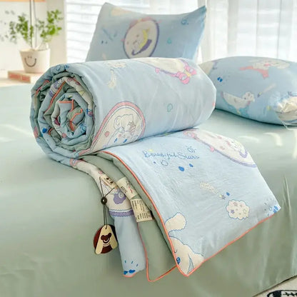 cartoon summer cream teddy bear blanket bedroom cotton bedding