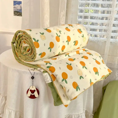cartoon summer cream teddy bear blanket bedroom cotton bedding