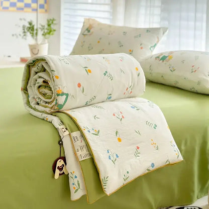 cartoon summer cream teddy bear blanket bedroom cotton bedding