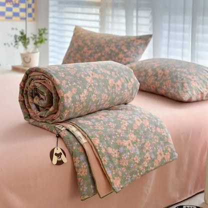 cartoon summer cream teddy bear blanket bedroom cotton bedding