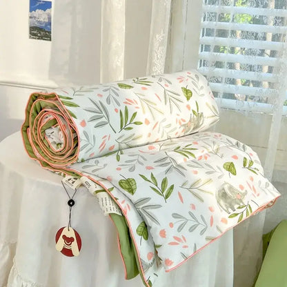 cartoon summer cream teddy bear blanket bedroom cotton bedding