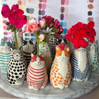 Colorful polka dot cat vase living room ceramic decor