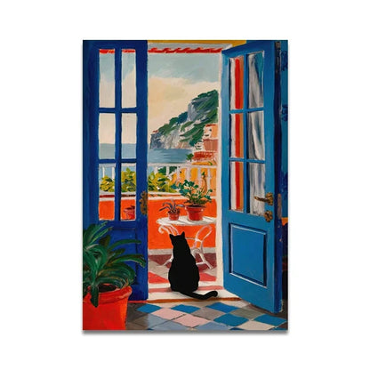 DecorBites™ Cat Reading on Toilet Wall Art