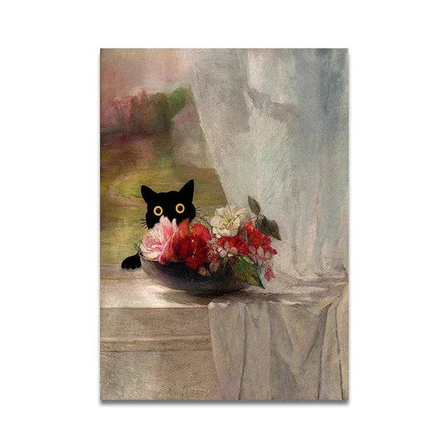 DecorBites™ Cat Reading on Toilet Wall Art